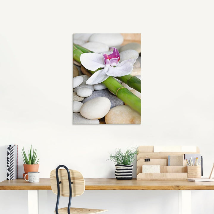 ARTland Glasbilder Wandbild Glas Bild einteilig 60 x 80 cm Wellness Zen Stille Steine Pflanze Bambus