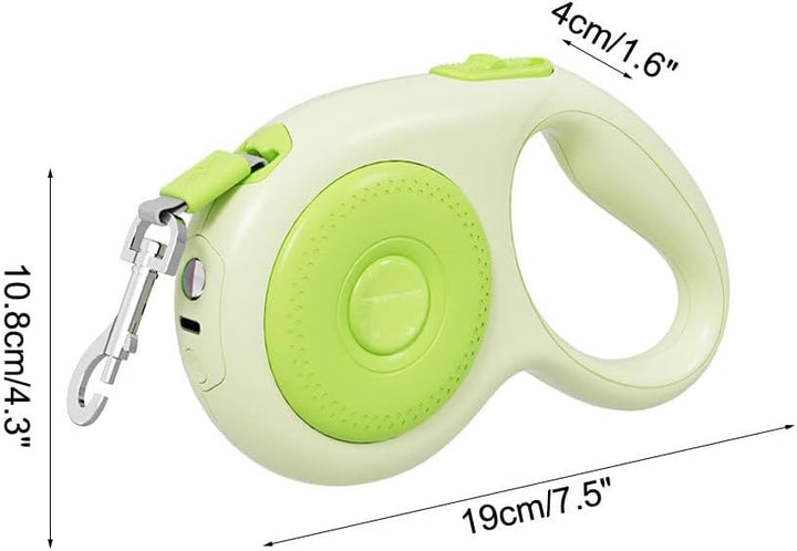 Einziehbare Hundeleine, 5m, Robuste Hundeleine aus Nylon mit LED-Licht, 360° Verwicklungssicher, Aus