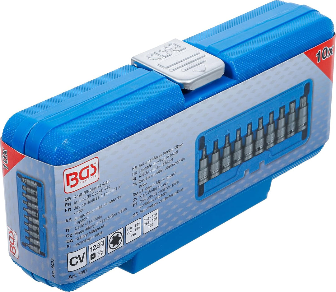 BGS 5097 | Kraft-Bit-Einsatz-Satz | 12,5 mm (1/2") | T-Profil (für Torx) T20 - T70 | 10-tlg. 10-tlg.