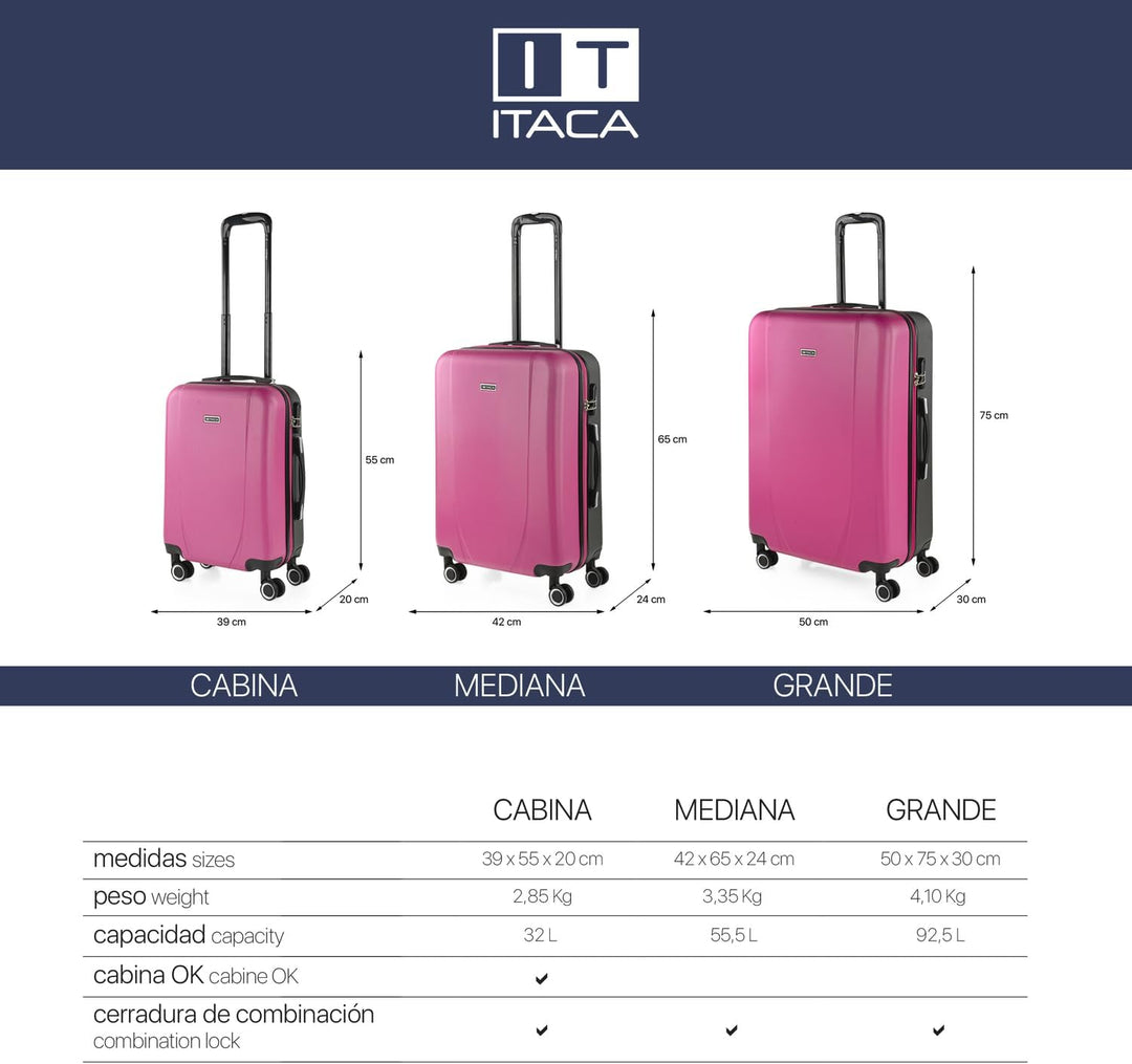 ITACA - Trolley Handgepäck Cabin Trolley Koffer Reisekoffer Hartschalenkoffer mit Zahlenschloss - Ka