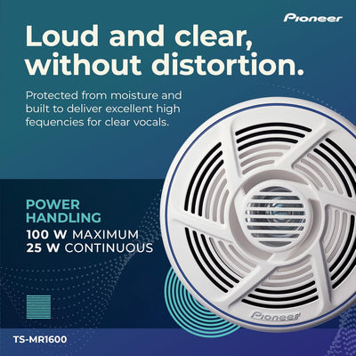 Pioneer TS-MR1600 Marinetauglicher Doppelkonus Outdoor Lautsprecher (100 W), 16 cm, Eingangsnennleis