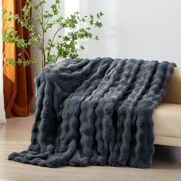 Plüsch Kuscheldecke Flauschig Winter Warm Grau Plüsch Langhaar Kuscheldecke 150x200 Super Weich Gesc