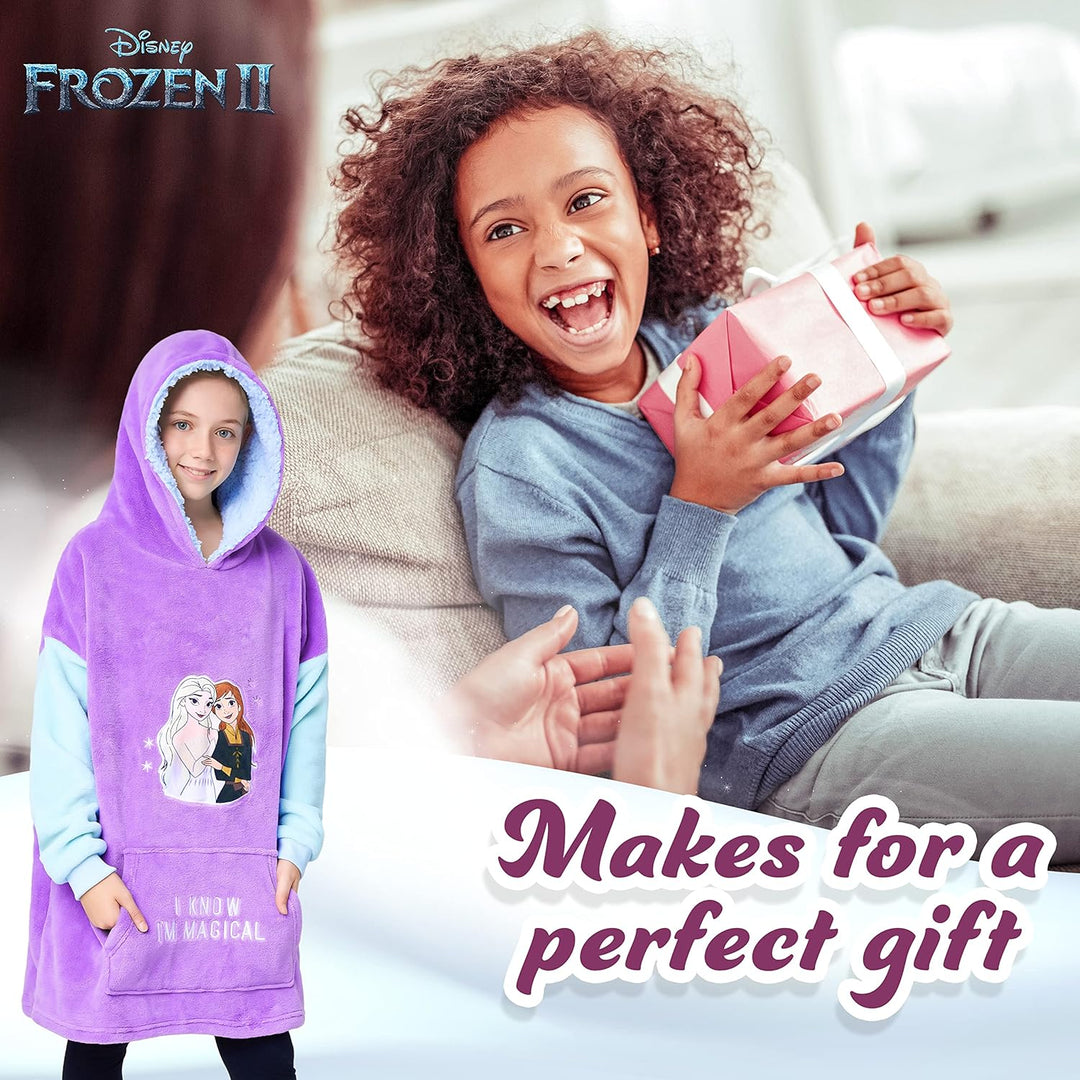 Disney Hoodie Decke Mädchen, Kuscheldecke mit Ärmeln, Fleece Kapuzenpullover, Hoodie Mädchen Geschen