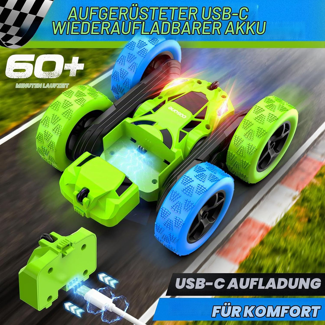 cosone Ferngesteuertes Auto ab 6-12 Jahre 360° Flip RC Car mit LED Licht &amp; USB-C Modular Batteries 4