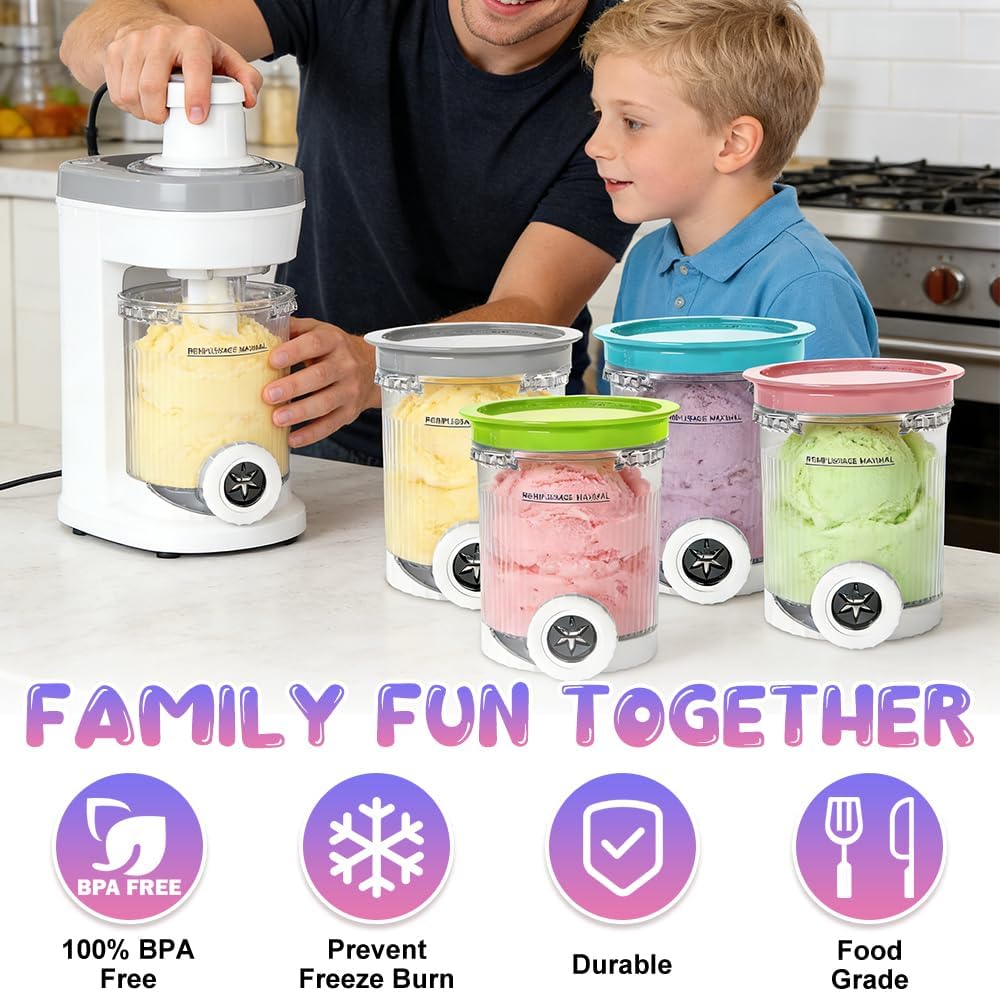 4 Stück Behälter für Ninja CREAMi NC700 NC701, 480ML Creami Behälter mit Deckel und Schaufel, BPA-Fr