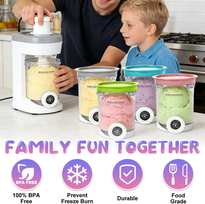 4 Stück Behälter für Ninja CREAMi NC700 NC701, 480ML Creami Behälter mit Deckel und Schaufel, BPA-Fr