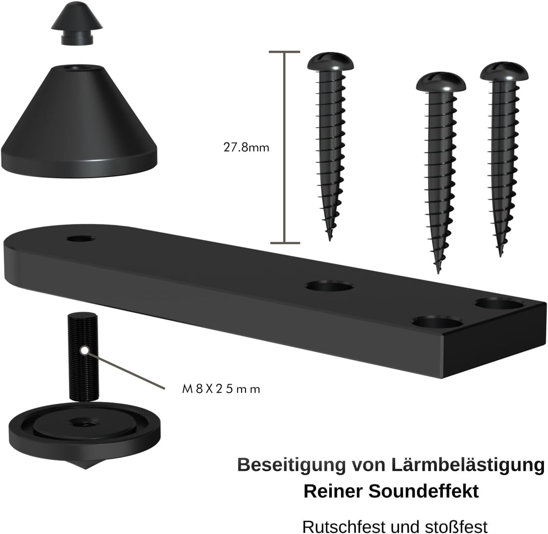 Monosaudio SP1500 High-End Isolationsfüsse Lautsprecherspikes, Schwarz | 4er Set, Vibrationsdämpfer,