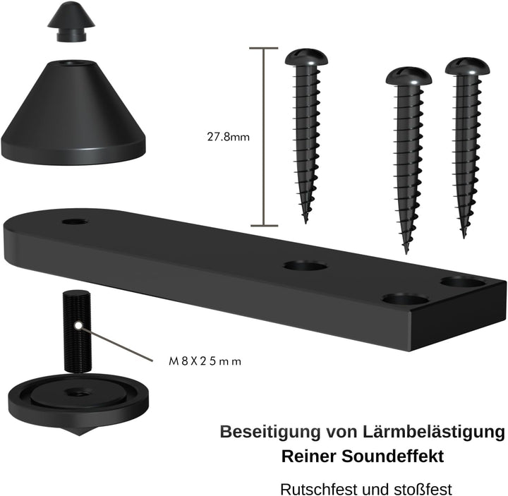 Monosaudio SP1500 High-End Isolationsfüsse Lautsprecherspikes, Schwarz | 4er Set, Vibrationsdämpfer,