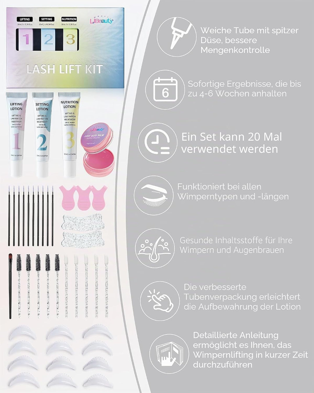 Libeauty Wimpernlifting Set &amp; Brow Lifting Kit, Wimpern Lifting Kit mit Tube Design, Einfache Anwend