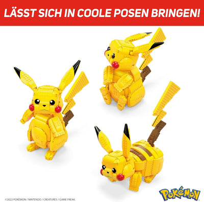 Mega Mega Pokémon Jumbo Pikachu toy building set, 12 inches tall, poseable, 825 bricks and pieces,