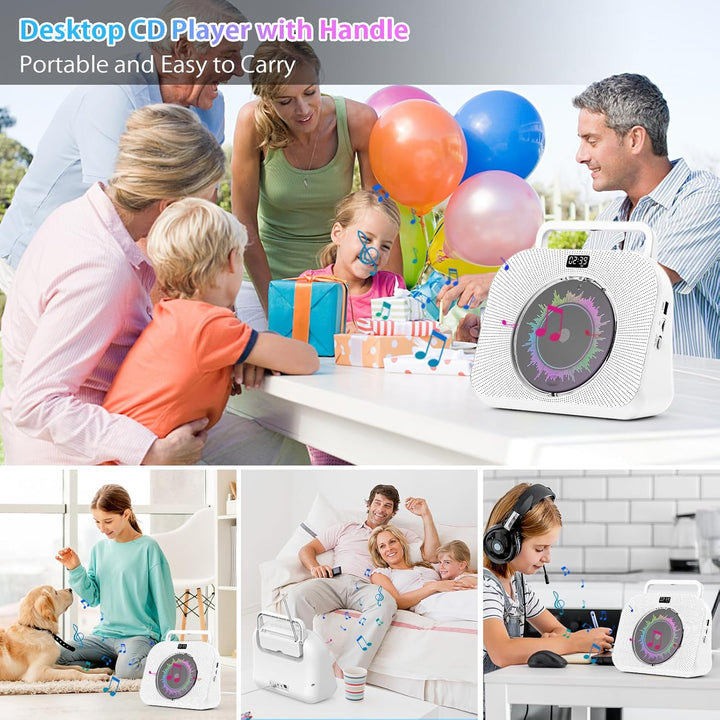 KOVCDVI 9-in-1 CD Player Bluetooth Radio mit CD Player mit Lautsprecher Unterstützung USB/TF-Karten/