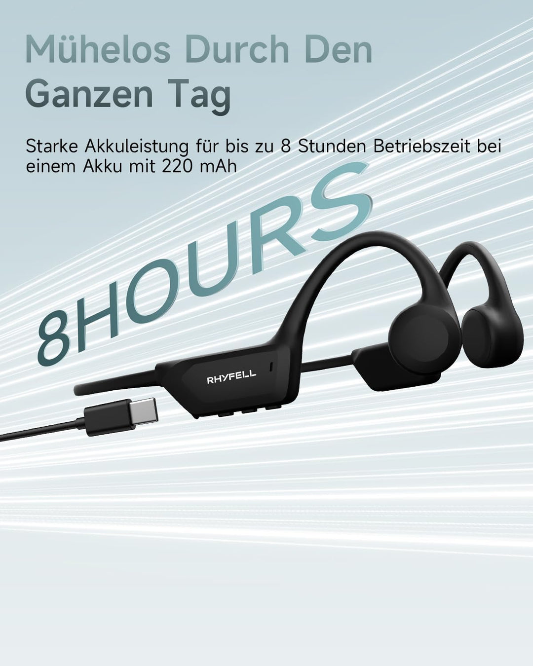 Knochenschall Kopfhörer, Open Ear Bluetooth 6.0 Sportkopfhörer, 8 Std Spielzeit, 28g Ultraleicht, US