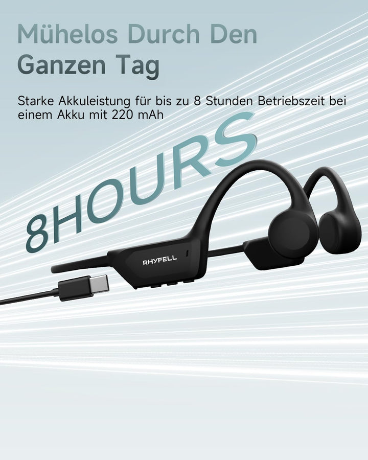 Knochenschall Kopfhörer, Open Ear Bluetooth 6.0 Sportkopfhörer, 8 Std Spielzeit, 28g Ultraleicht, US
