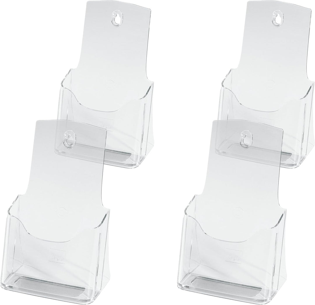 SIGEL LH113 Tisch-Prospekthalter DIN lang-A6 aus hochwertigem Acryl, 4-er Pack - Prospektständer - F
