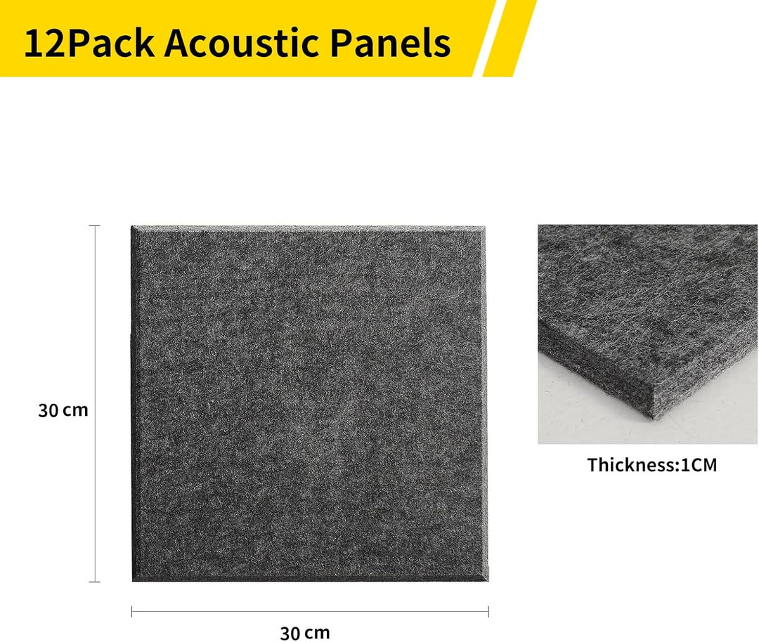 Rdutuok 12 Stück Selbstklebend Akustikplatten,30 x 30 x 1 cm Akustik Absorber Akustik Panel für Tons