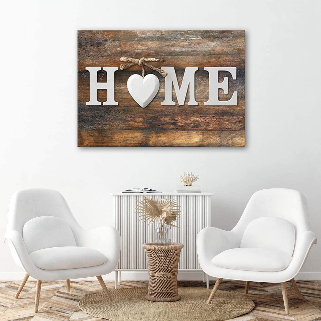 Feeby Bild auf Vlies Leinwand Rustikal Inschrift Home 90x60 cm Kunstdruck Modern Wandbilder Deko Flu