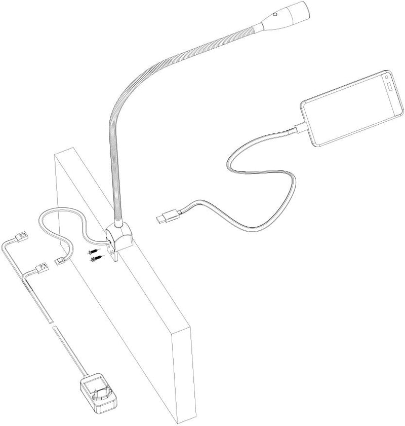 kalb Material für Möbel Flexible LED-Bettleuchte/LED-Leseleuchte mit integrierter USB Ladefunktion a