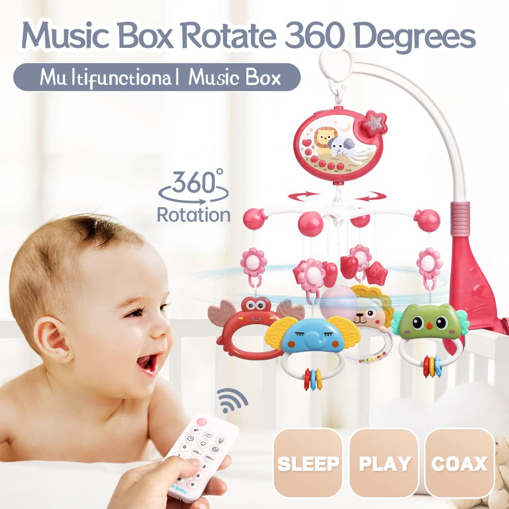 Mini Tudou Fernsteuerung Baby Mobile mit Stern Projektor & Timing-Funktion,Musical Mobile mit Melodi