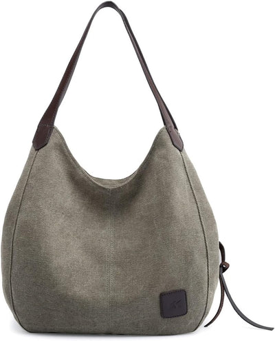 PORRASSO Damen Handtasche Canvas Hobo Schultertasche Mädchen Tote Bag Shopper Henkeltasche für Schul