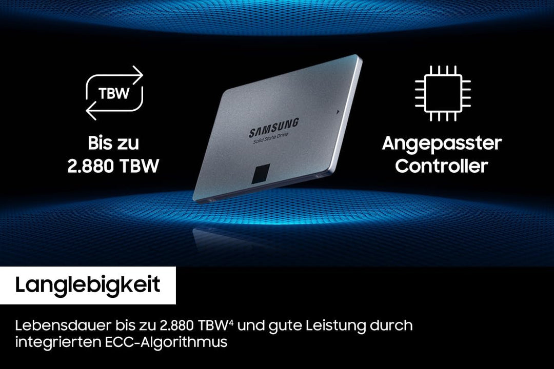 Samsung 870 QVO SATA III 2,5 Zoll SSD, 2 TB, 560 MB/s Lesen, 530 MB/s Schreiben, Interne SSD, schnel