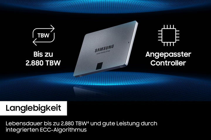 Samsung 870 QVO SATA III 2,5 Zoll SSD, 2 TB, 560 MB/s Lesen, 530 MB/s Schreiben, Interne SSD, schnel