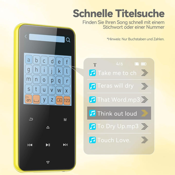 AGPTEK 2,4" MP3 Player &amp; Tasche, 64GB MP3 Player Bluetooth 5.3 HiFi Musik Kinder MP3 Player mit Laut