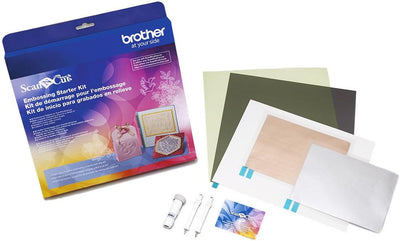 Brother ScanNCut Embossing Starter Kit CAEBSKIT1, Zubehörset mit Matte, Werkzeug, Metallbleche und 5