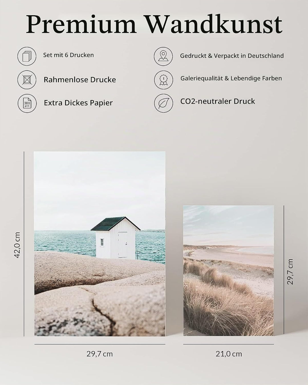 Heimlich® Premium Poster Set OHNE Bilderrahmen | 2 x DIN A3 &amp; 4 x DIN A4 - ca. 30x42 &amp; 21x30 | Stilv