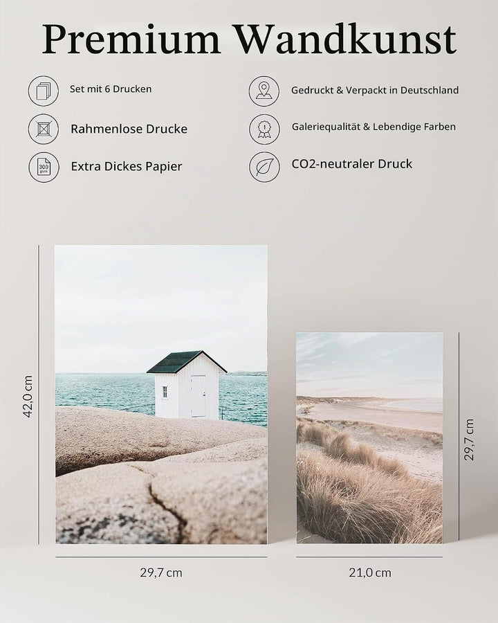 Heimlich® Premium Poster Set OHNE Bilderrahmen | 2 x DIN A3 &amp; 4 x DIN A4 - ca. 30x42 &amp; 21x30 | Stilv
