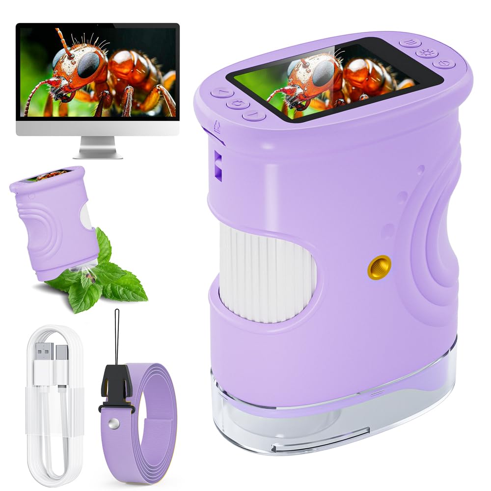 Handy Digital Mikroskop für Kinder, 1080P HD 2.0" Bildschirm Mini-Mikroskop, 1000X USB tragbares Tas