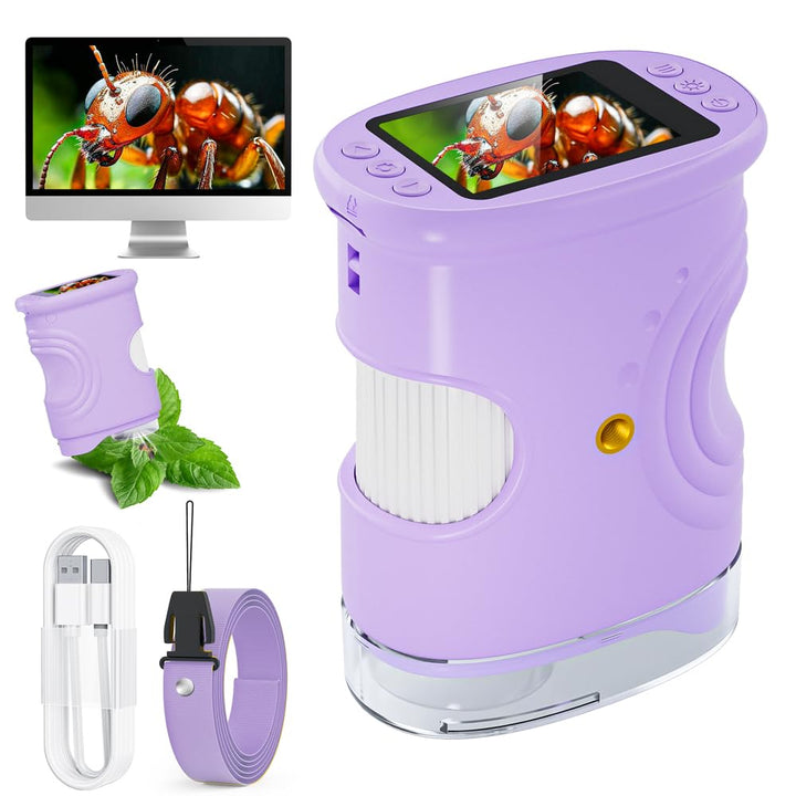 Handy Digital Mikroskop für Kinder, 1080P HD 2.0" Bildschirm Mini-Mikroskop, 1000X USB tragbares Tas