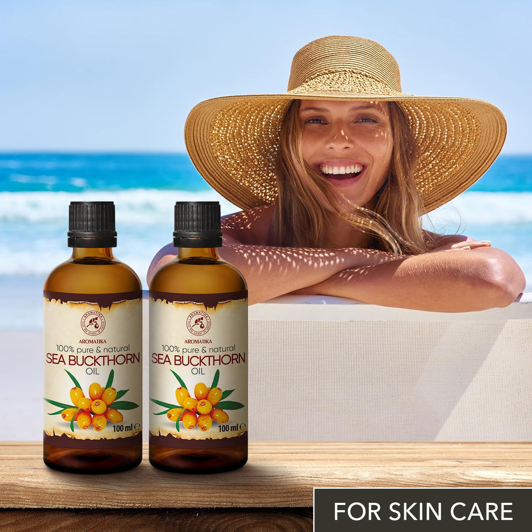 Sanddornöl 200ml - Hippophae Rhamnoides - 2x100ml - Kaltgepresst - Sanddorn Öl - Sea Buckthorn Oil -