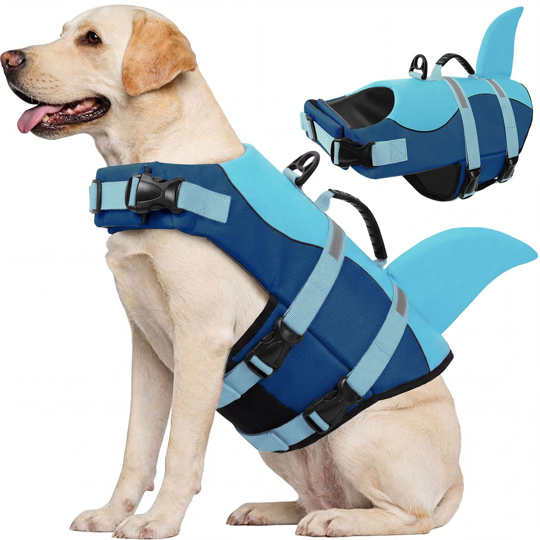 CITÉTOILE Schwimmweste Hund Hai, Hundeschwimmweste &amp; Dog Life Jacket Verstellbar mit Griff und Refle