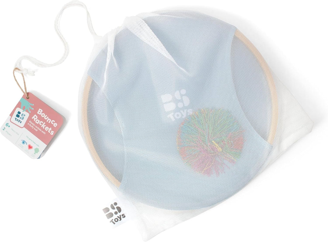 BS Toys Bouncer-Schläger aus Bambus – 2 Schläger Ø 29cm + Flauschiger Ball Ø 9,5cm – Nachhaltiges Wu