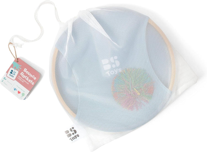 BS Toys Bouncer-Schläger aus Bambus – 2 Schläger Ø 29cm + Flauschiger Ball Ø 9,5cm – Nachhaltiges Wu