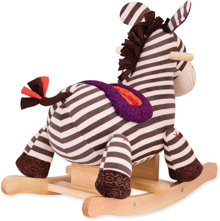 B. toys Schaukelpferd Zebra gestreift aus weichem Plüsch und hochwertigem Holz, Schaukeltier zum Dra