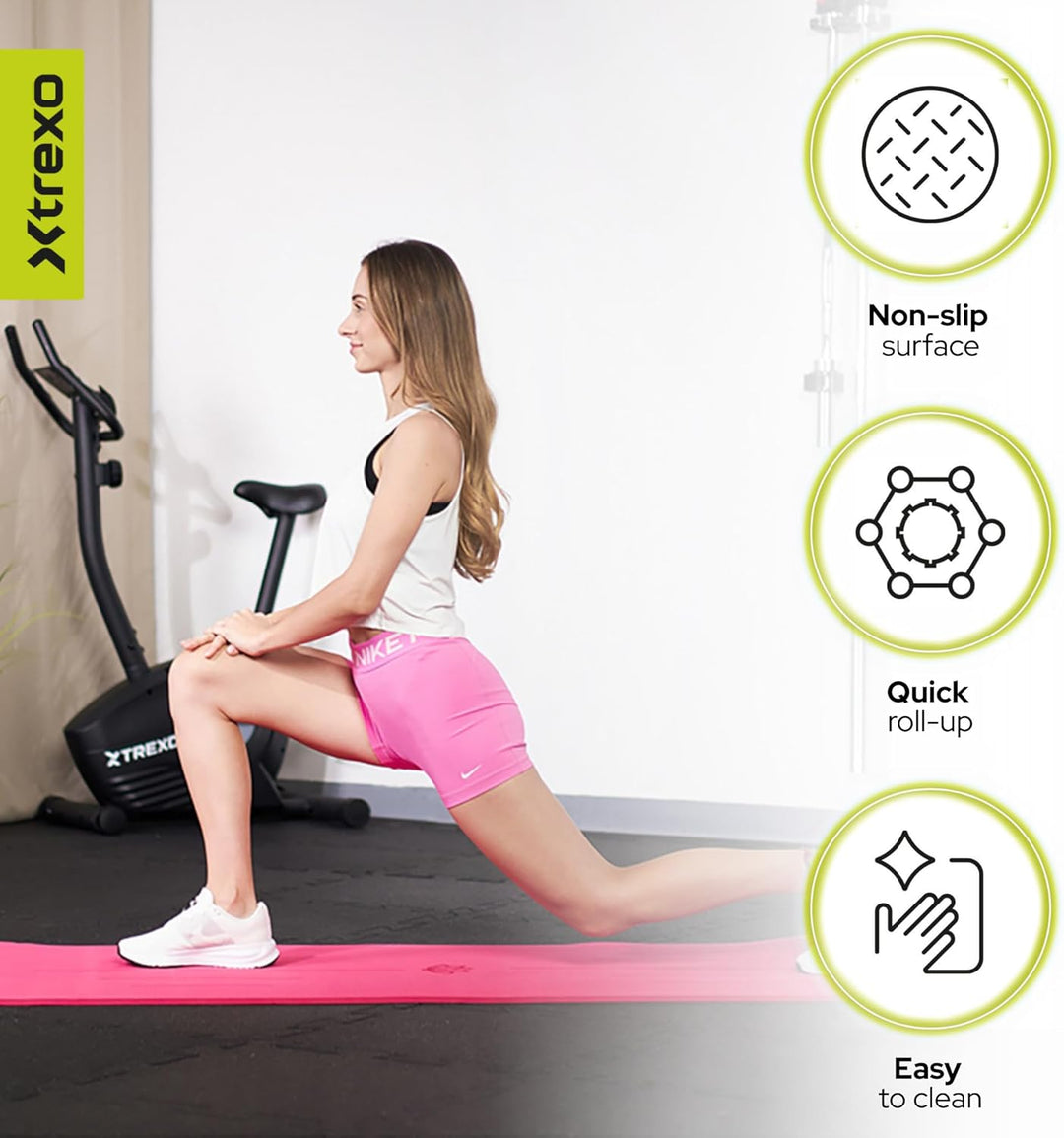 TREXO 6 mm dicke Gymnastikmatte, Masse 183x61 cm Fitnessmatte mit rutschfester Oberfläche Aus TPE he