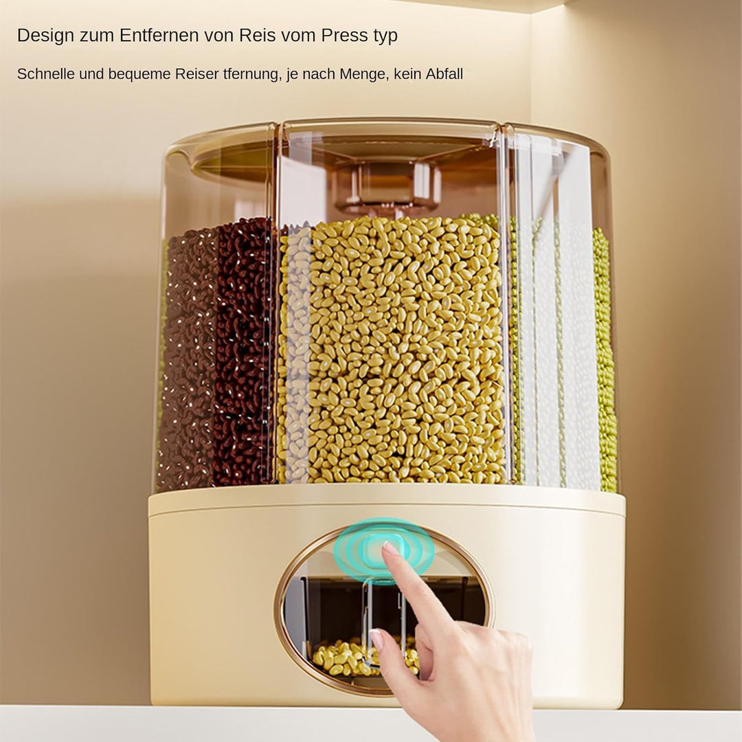 Generisch Rotating Rice Bucket, Click Output Food Dispenser, Adorable 6 Grid Rotatings Rice Storage