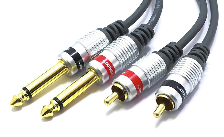 VITALCO Cinch auf 6.3mm Klinke Kabel 5m 2X Male Chinch Stecker zu 2X Grosse Klinke Mono Audio Adapte