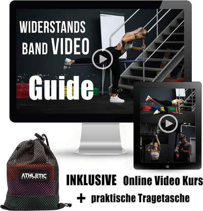 ATHLETIC AESTHETICS Premium Resistance Bands/Widerstandsbänder mit Stoff [ Als Fitnessband und Fitne