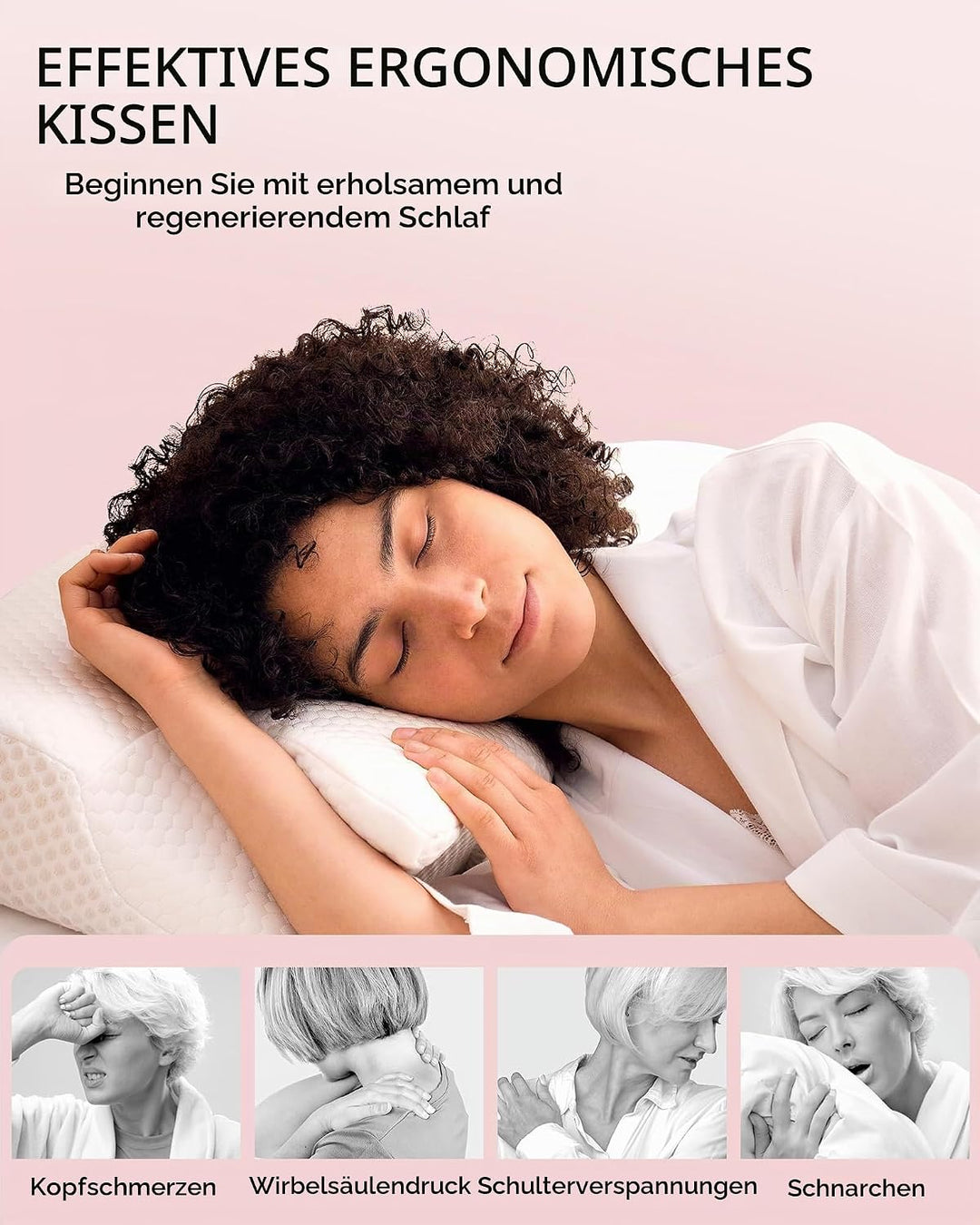 Elviros Orthopädisches Nackenkissen aus Memory Foam, Ergonomisches Kopfkissen Nackenschmerzen, für R