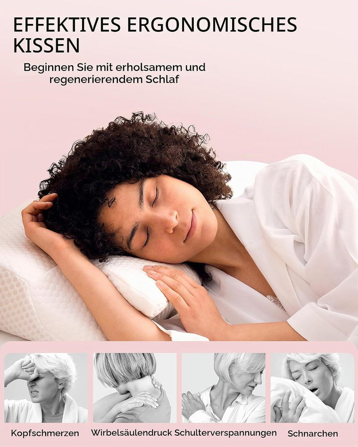 Elviros Orthopädisches Nackenkissen aus Memory Foam, Ergonomisches Kopfkissen Nackenschmerzen, für R