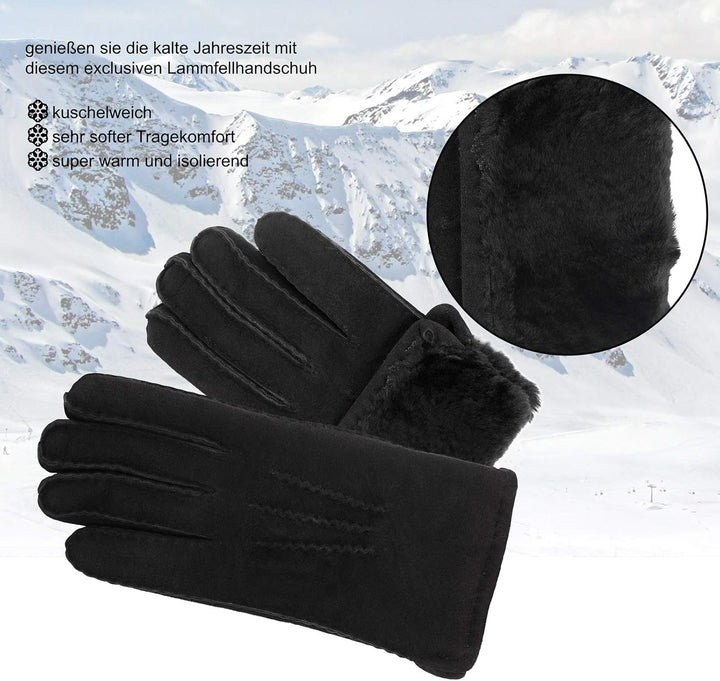 Harrys-Collection HC Damen Herren Handschuh aus echtem Lammfell M Schwarz, M Schwarz