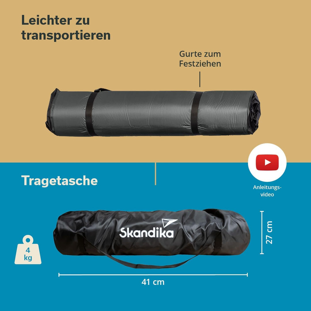 Skandika Premium Easy Isomatte Single 3D | 10 cm dick, selbstaufblasend, leicht, faltbar, selbstfüll