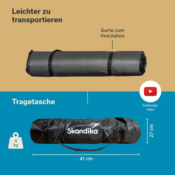 Skandika Premium Easy Isomatte Single 3D | 10 cm dick, selbstaufblasend, leicht, faltbar, selbstfüll