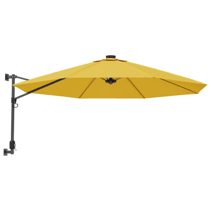 vidaXL Wand Sonnenschirm mit LEDs, Wandschirm mit Sonnenschutz, Gartenschirm mit Aluminium Mast 8 Ri