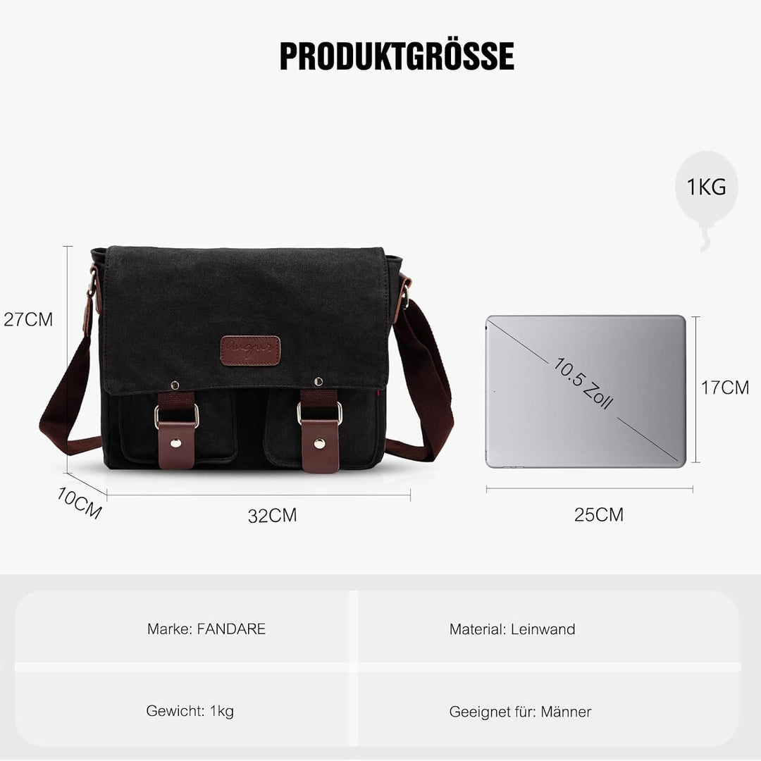 FANDARE Neu Retro Messenger Bag Umhängetasche Schultertasche 14 Zoll Laptoprucksäcke Herren Tasche K