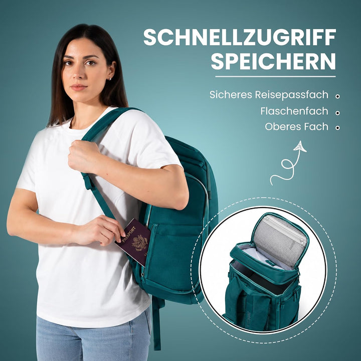 Zeeksack The Organizer 20L, Petrol - Handgepäck-Rucksack 15" Laptopfach | 2 Verstellbare Trenner, RF