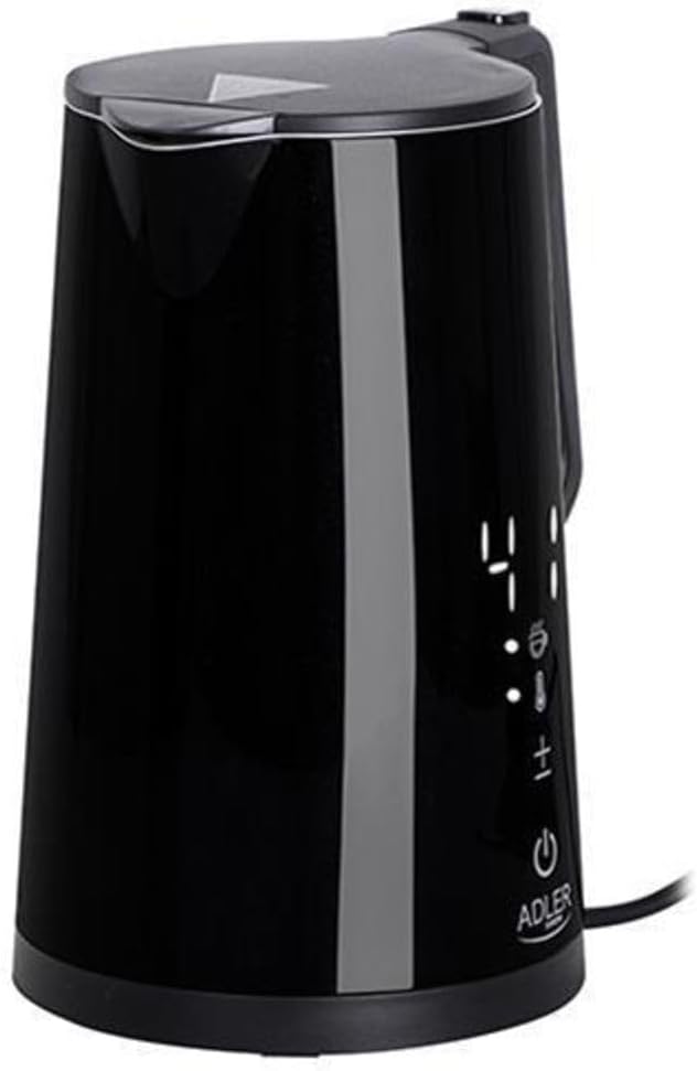 Adler AD 1345 elektrischer Wasserkocher aus Edelstahl 1,7 l schwarz LED Anzeige 1.7 Liter Schwarz, 1