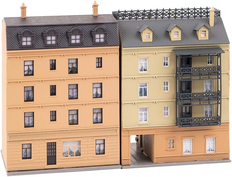 Faller FA232384 Stadthäuser mit Apotheke und Delikatessenhandel, Mehrfarbig, One Size